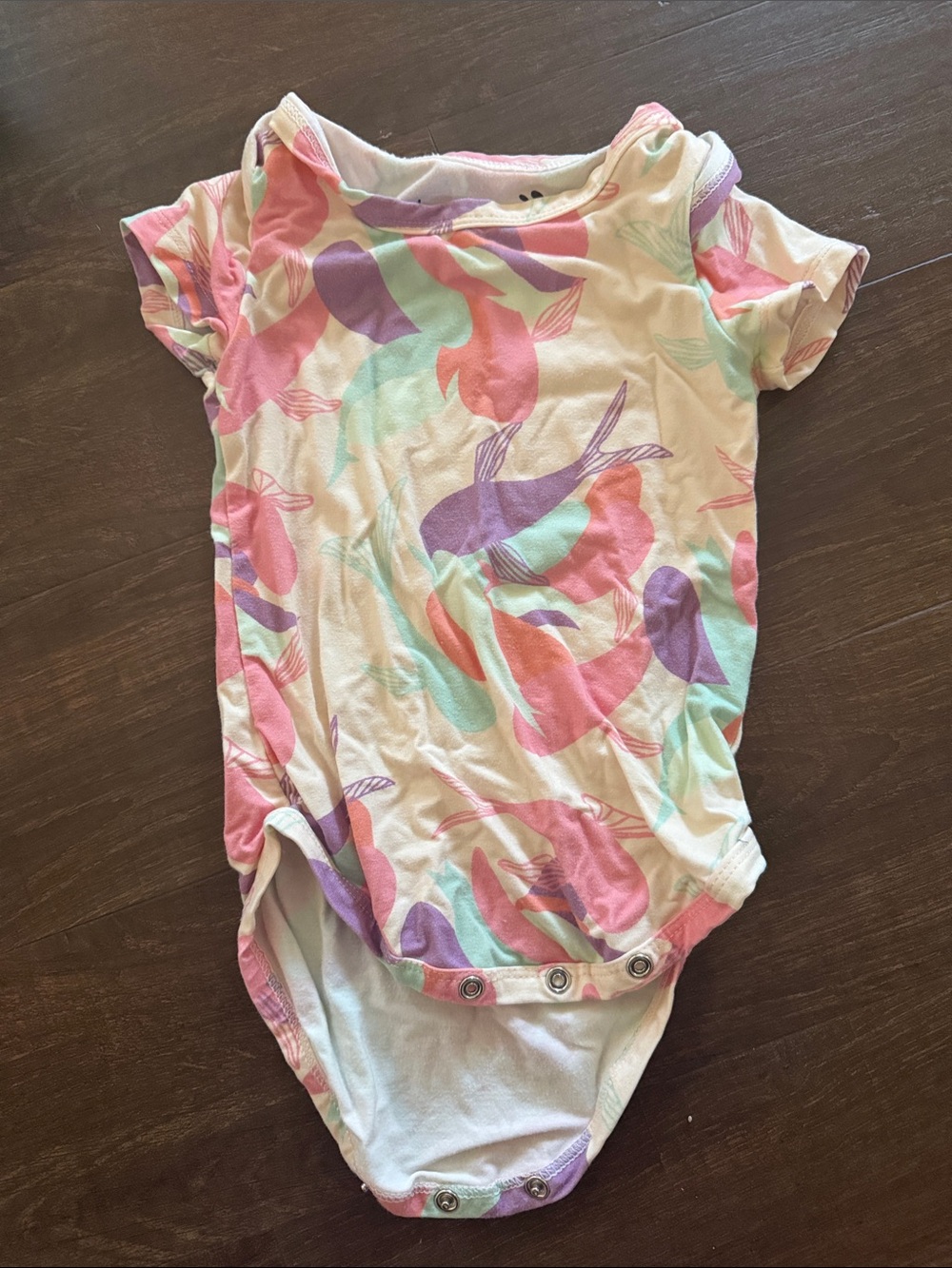 Fighting Eel Pastel Fish Print One-Piece Bodysuit - Pink, Purple, Mint